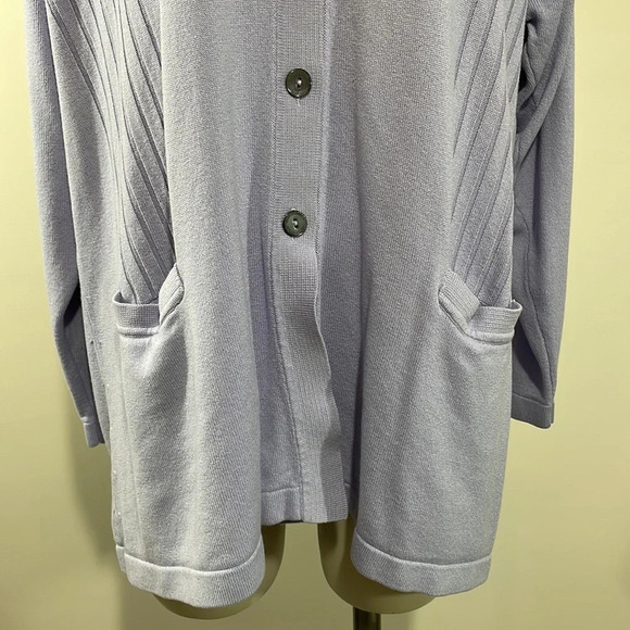 Jennifer Tyler Cashmere Silk Lavender Button Front Cardigan Sweater Pockets S - Picture 3 of 16